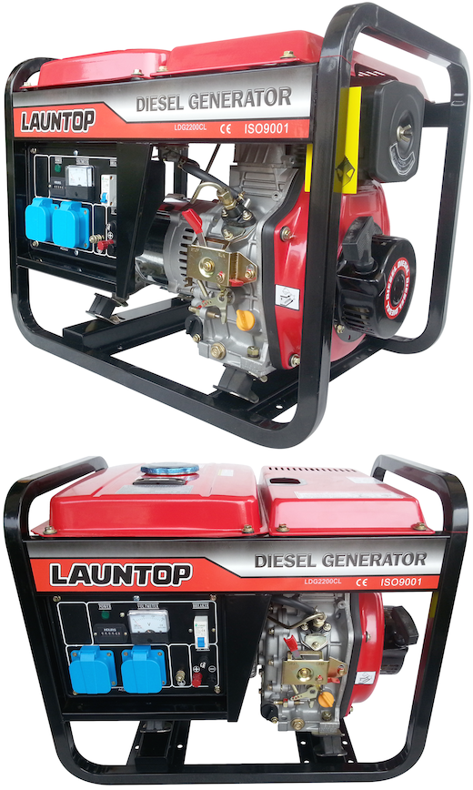 Launtop Diesel Generator 2000W, 4.2HP, 12.5L, 70kg LDG2200CL - Click Image to Close